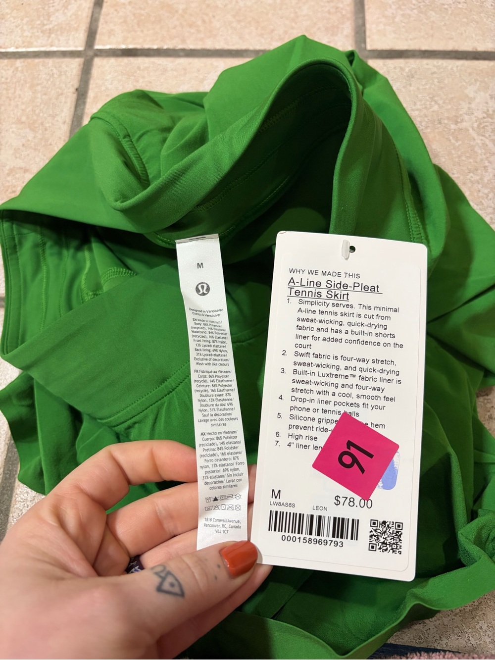 NWT Lululemon A-Line Side-Pleat High-Rise Tennis Skirt *15” (Chameleon) Size M - Picture 6 of 8